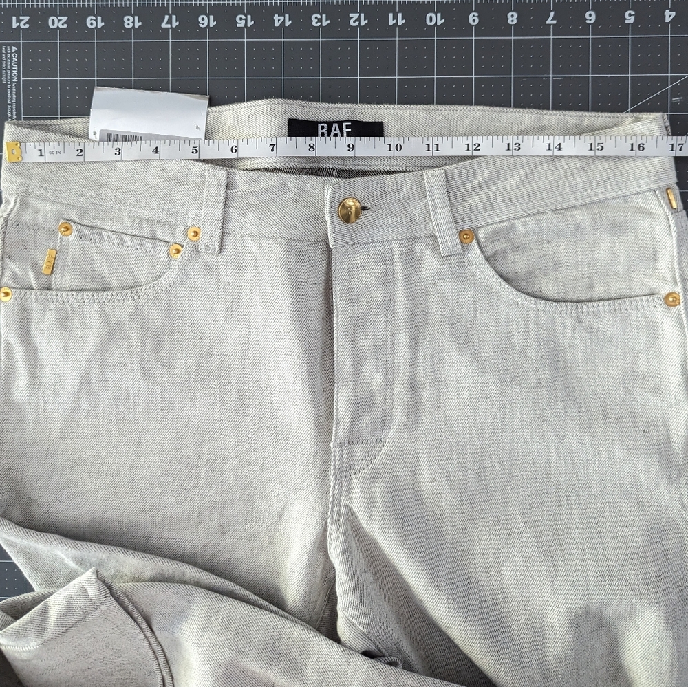 Raf Simons Men's White Denim Slim Straight Fit Tapered Jeans Italy 32 - Picture 7 of 14